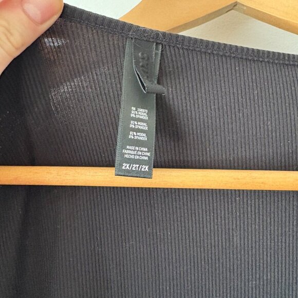 Skims Soft Lounge Long Sleeve Dress Ribbed Onyx Black Size 2XL - Picture 7 of 7